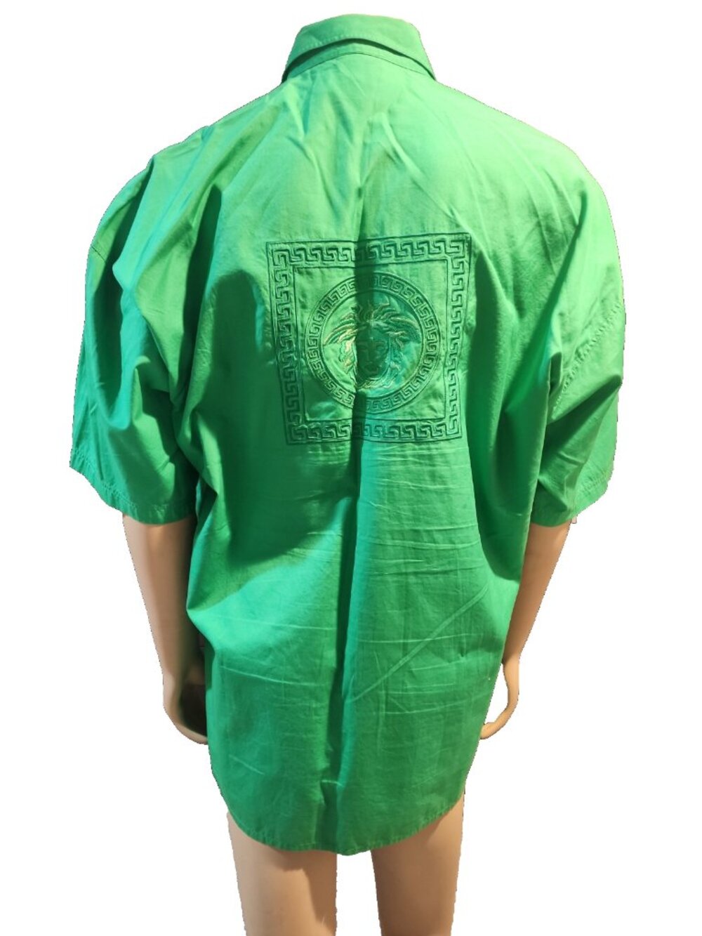 vintage VERSACE JEANS COUTURE Mens XL Embroidered medusa Short Sleeve Shirt